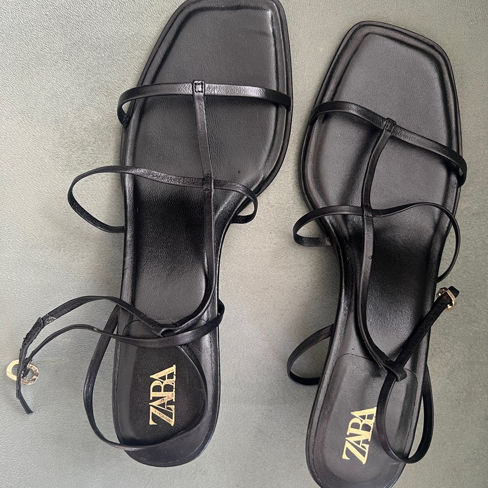 Zara Elegant Black Strappy Sandals